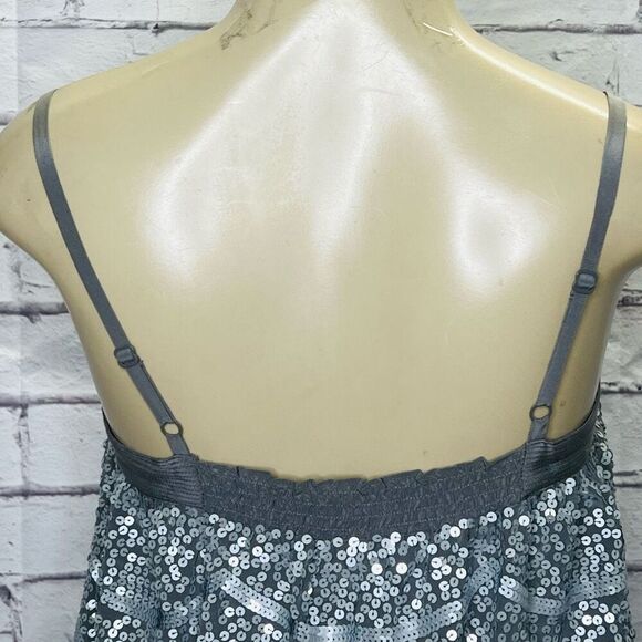 BCBGMaxazria Womens Light Charcoal Silk Sequined Woven Cami Top Size Small NWT - Picture 3 of 7